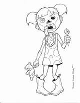 Zombie Coloring Pages Cute Girl Disney Zombies Halloween Cartoon Adult Fox Color Print Fall Inspiration Getdrawings sketch template