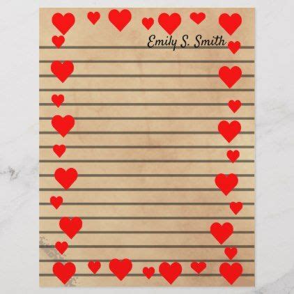vintage valentine heart border lined writing paper zazzle lined