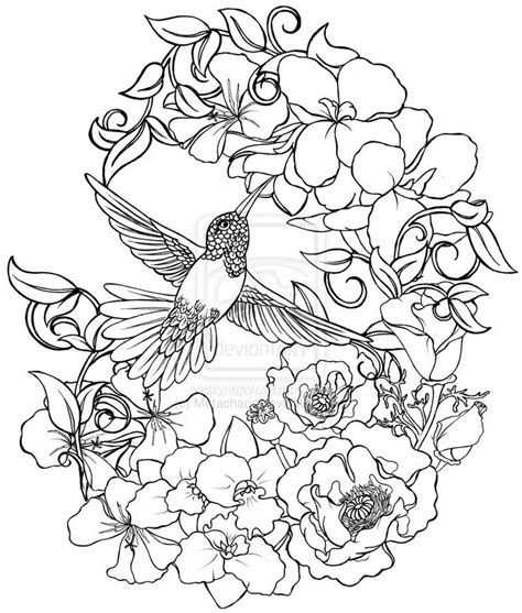 hummingbird  flowers tattoo  metacharis  deviantart coloring