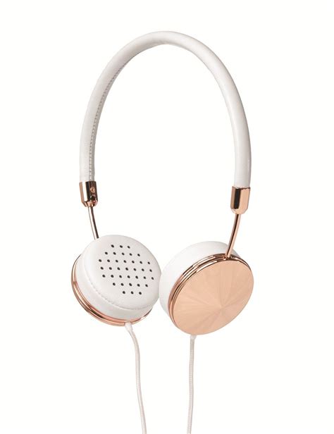 white leather layla headphones frends frends headphone rose gold headphones  headphones