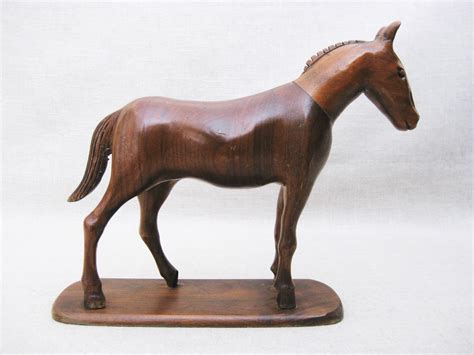 vintage horse wood carving carved folk art sculpture equine statue