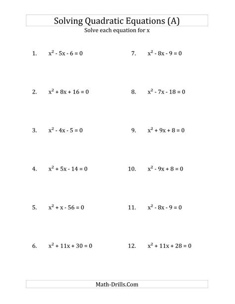 grade  quadratic equation word problems worksheet thekidsworksheet
