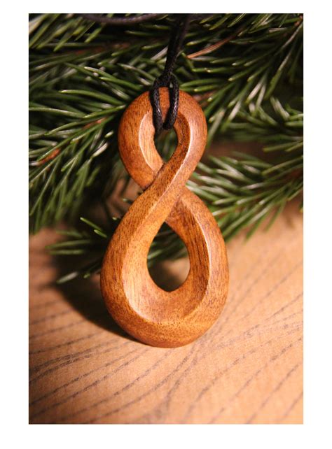 wood pendant necklace infinity carved  etsy