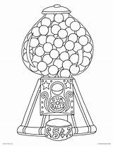 Coloring Pages Kids Gumball Machine Gum Printable sketch template