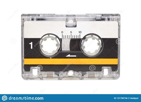 microcassette isolated  white background stock photo image  media side