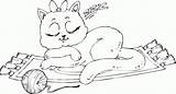 Coloring Cat Kitty Sleeping Pages Cats Kids Book sketch template