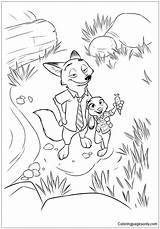 Judy Nick Zootopia Pages Coloring Online Color sketch template