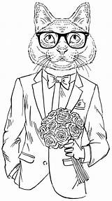 Coloring Pages Hipster Adult Cats Cat Girl Book Adults Cool Coloriage Animaux Color Smooth Books Operator Printable Dog Blank Colouring sketch template