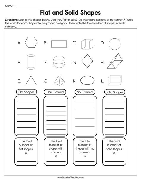 Flat And Solid Shapes Worksheet By Teach Simple