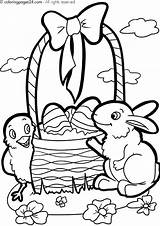 Easter Coloring Basket Pages Bunny Getdrawings sketch template