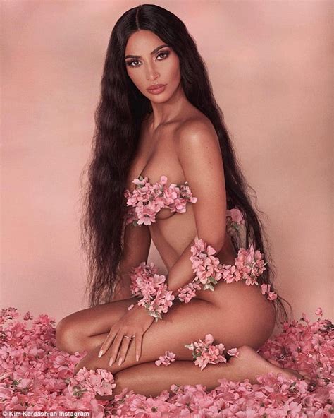 kim kardashian poses nude with strategically placed pink