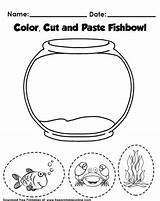 Paste Cut Color Activities Crafts Summer Worksheet Kids Activity Paper Printables Printable Coloring Fishbowl Children Templates Fish Craft Bowl Sheets sketch template