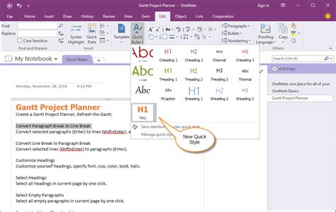 customize  apply headings style  onenote office onenote gem add ins
