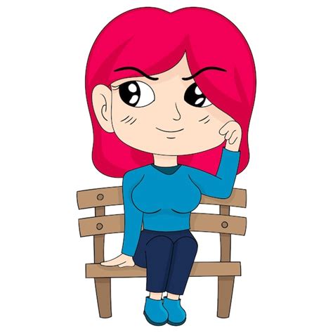 Premium Vector A Woman With An Arrogant Face Sitting On A Wooden Chair