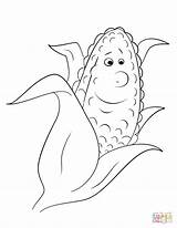 Corn Coloring Cartoon Ear Pages Character Drawing Printable Getdrawings sketch template