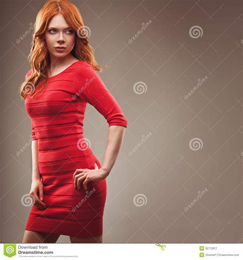 sexual woman wearing red dress stock image image 32712611