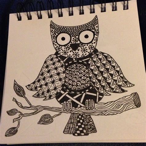 zentangle inspired owl doodling owl arty