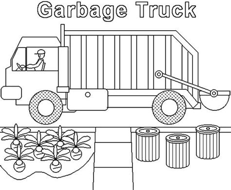 garbage truck collecting home waste coloring pages  print