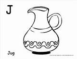 Jug Coloring Letter Pages Sheets Color Alphabet Sheet Clay Writing Colouring Template Tracing Children sketch template