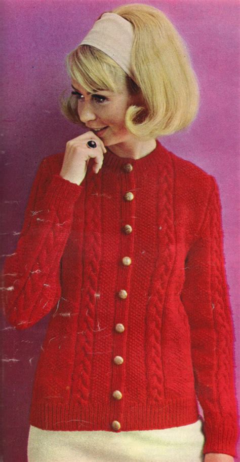 vintage 1967 knitting pattern ladies aran cable knit etsy
