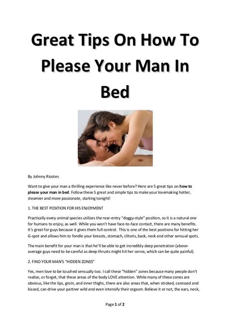 great tips on how to please your man in bed