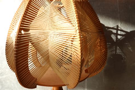 zeldzame xl scandinavische raffia houten lamp jaren  dehuiszwaluw