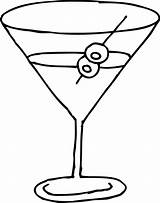 Glass Martini Line Clip Sweetclipart sketch template