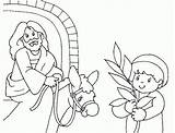 Coloring Pages Palm Sunday Donkey Jesus sketch template