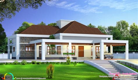 stunning single floor house  road level kerala home design  floor plans