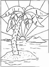Coloring Pages Nature Kids Palm Fun Trees Print Adult Surfboard Beach sketch template