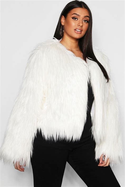 shaggy faux fur jacket boohoo   white faux fur jacket faux fur jacket fur jacket
