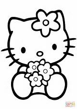 Kitty Hello Coloring Pages Flowers Silhouette Printable Color Drawing Supercoloring Cartoon Print Online Characters Anime Colorings Paper sketch template