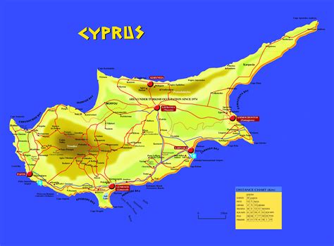 large detailed travel road map  cyprus cyprus asia mapsland