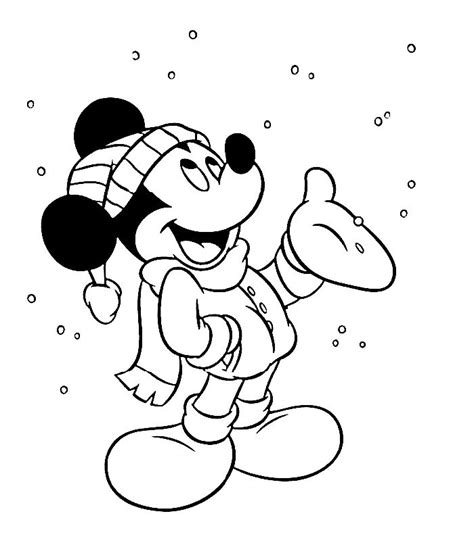mickey feeling  snow coloring page kids coloring page christmas