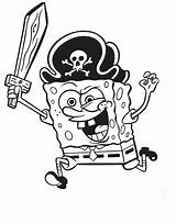 Esponja Spongebob Dibujos Coloring Sponge Pirata sketch template