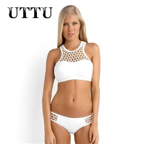 2016 Hot Sale White Nylon Mesh High Cut Brazilian Sheer Crop Top Bikini