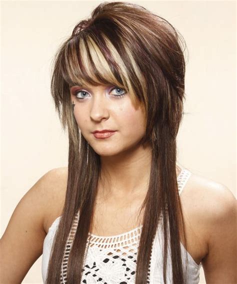 Long Straight Chocolate Brunette Hairstyle With Side Swept