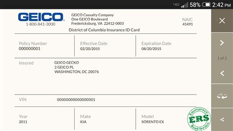 fake geico insurance card template  printable form templates