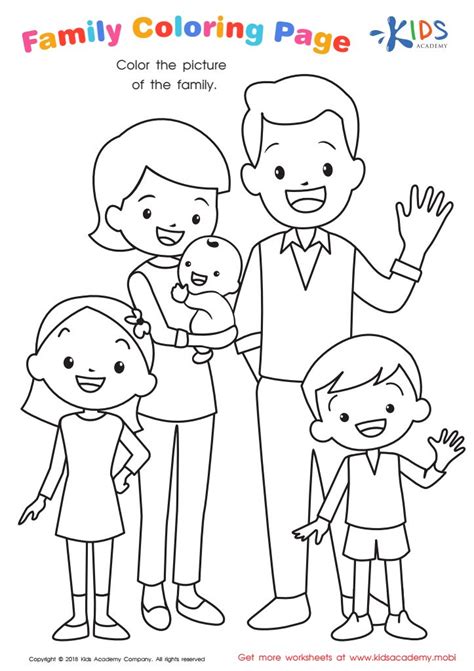 family coloring page  printable worksheet  children preschool