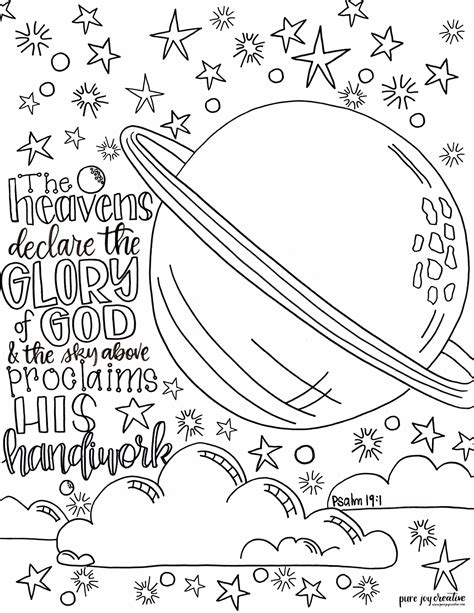 heavens declare  glory  god psalm  coloring page