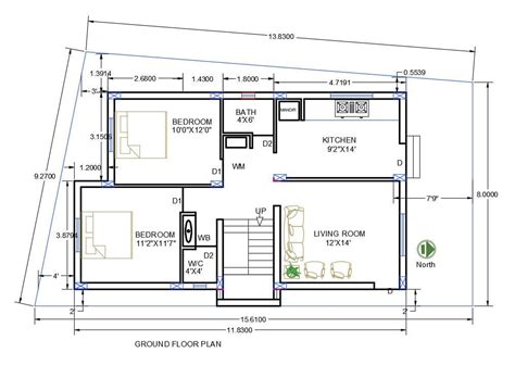 bedrooms house layout plan drawing  dwg file cadbull