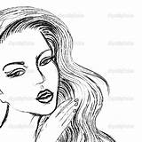 Face Sketch Woman Women Girl Drawing Drawn Faces Vector Beautiful Pretty Coal Pages Sketches Coloring Eyes Dreamstime Getdrawings Female Illustration sketch template