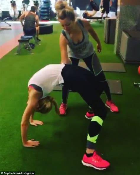 sophie monk shows off her flexibility as she takes part in yoga session