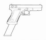 Glock Lineart Pistolas Armas Tatuaggi Pistolet Guida Drawling Tatuaggio Bozze 18c sketch template