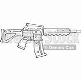 Coloring Rifle Assault Clipart Automatic Cartoon Vector Ar Pages Weapon Outlined Semi Gun Clip Royalty Dennis Cox Template Colouring Djart sketch template
