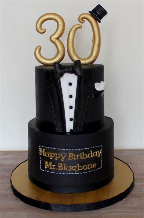 30th Gentlemen Suit Birthday Cake Black And Gold 30th Birthday Cakes