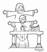 Coloring Catholic Mass Priest Pages Eucharist Sunday Kids School Crafts Drawing Celebrating Catechism Sheets Liturgy Parts Getdrawings Sacerdote Sketchite Jesus sketch template
