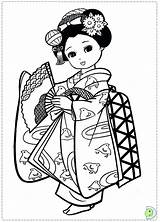 Coloring Japanese Pages Girl Japan Kimono Girls Drawing Geisha Dinokids Colouring Print Asian Doll Color Printable Dolls Dragon Sushi Kids sketch template