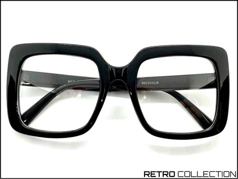 oversize exaggerated retro clear lens eye glasses big square black