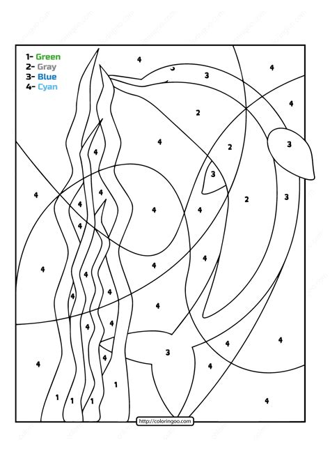 printable color  number ocean dolphin